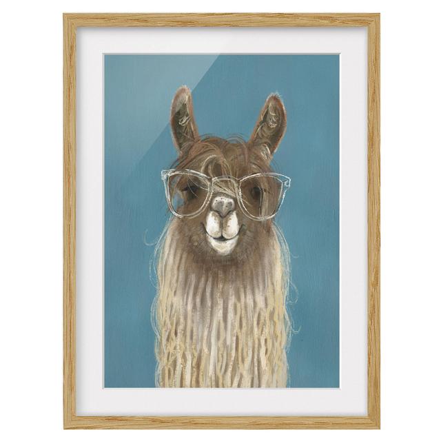 Picture With Frame - Lama With Glasses III - Portrait 4:3 Maturi Size: 100cm H x 70cm W x 2cm D, Frame Option: Brown on Productcaster.