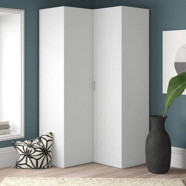 Reba 2 Door Corner Wardrobe Zipcode Design Finish: White on Productcaster.