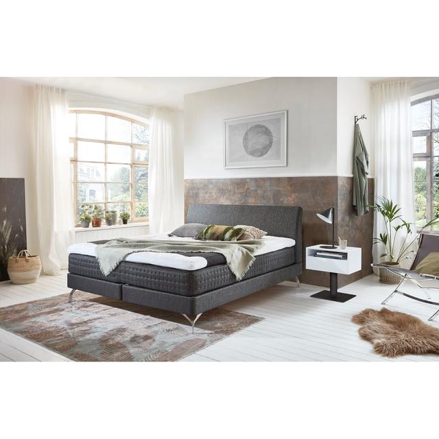 Boxspring Bed Ridgefield with Topper Metro Lane Size: 160 x 200cm, Topper: Cold Foam Topper, Mattress Firmness: H2 - up to 80 kg on Productcaster.