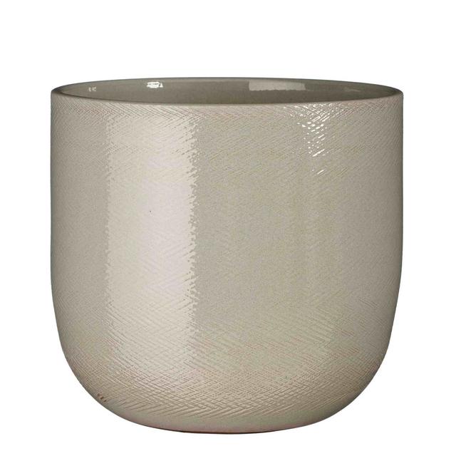 Allaura Ceramic Pot Planter Latitude Run Size: 27cm H x 30cm W x 30cm D, Colour: Grey on Productcaster.