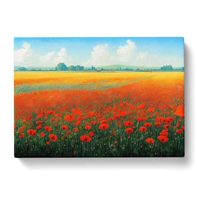 Passionate Poppy Field Flowers - Wrapped Canvas Graphic Art ClassicLiving Size: 50cm H x 76cm W x 3cm D on Productcaster.