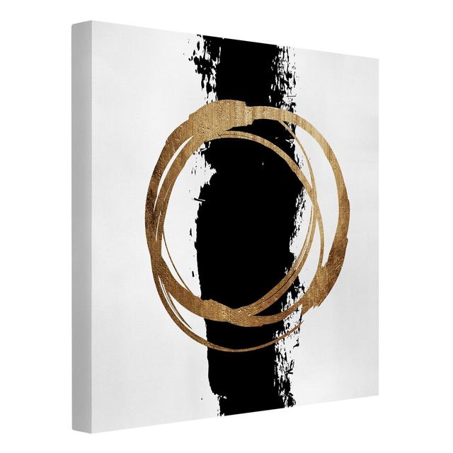 Abstract Shapes Gold and Black - Wrapped Canvas Graphic Art Canora Grey on Productcaster.