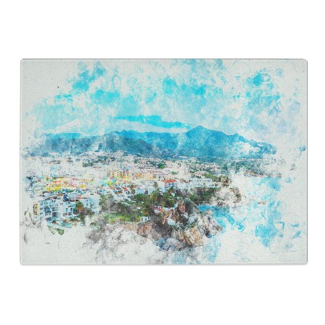 Tempered Glass Skyline of Nerja in Spain Chopping Board East Urban Home Size: 20 cm x 28.5 cm on Productcaster.