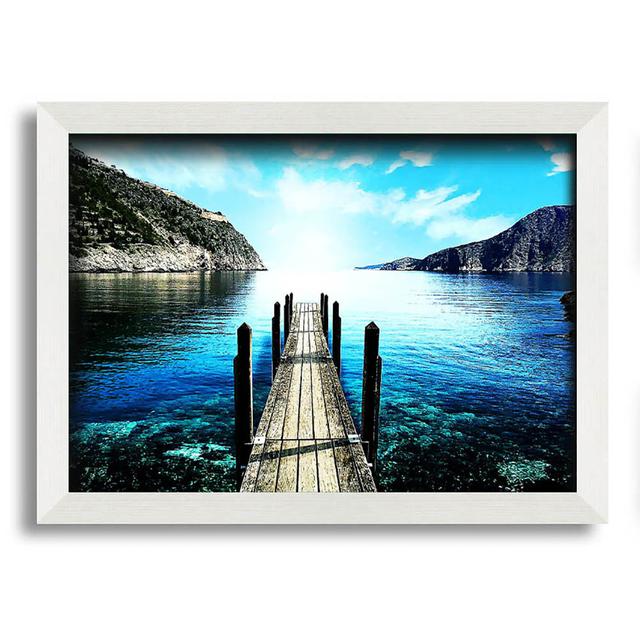 The Old Boat Dock Ocean Framed Print Wall Art Highland Dunes Format: Black Framed Paper, Size: 42cm H x 59.7cm W x 3.4cm D on Productcaster.