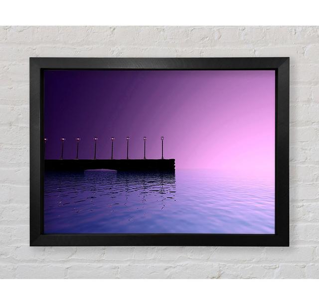 Lila Himmel Pier Gerahmter Druck Wandkunst Haus am Meer Format: Poster mit schwarzem Rahmen, Größe: 42cm H x 59,7cm B x 3,4cm T on Productcaster.