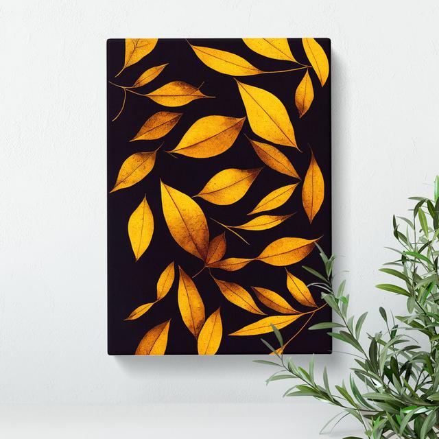 Golden Leaves No.1 - Wrapped Canvas Graphic Art Marlow Home Co. Size: 50cm H x 35cm W x 3cm D on Productcaster.