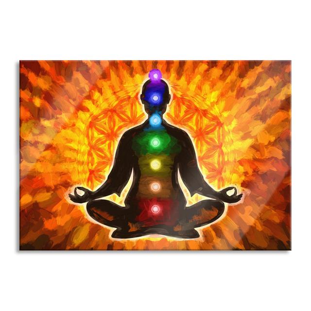 Meditation With 7 Chakras Art - No Frame Print on Glass Latitude Vive Size: 70cm H x 100cm W x 0.4cm D on Productcaster.