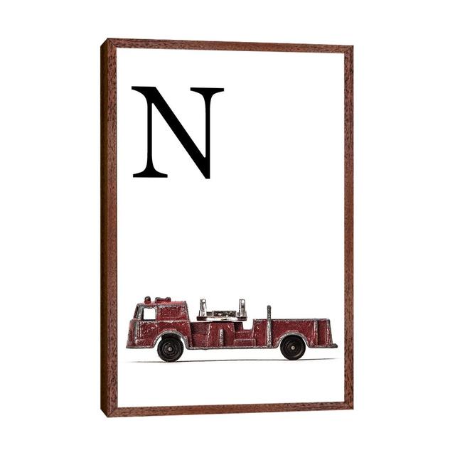 N Fire Engine Letter - Print on Canvas Williston Forge Size: 66.04cm H x 45.72cm W x 3.81cm D, Format: Classic Brown Wood Framed on Productcaster.