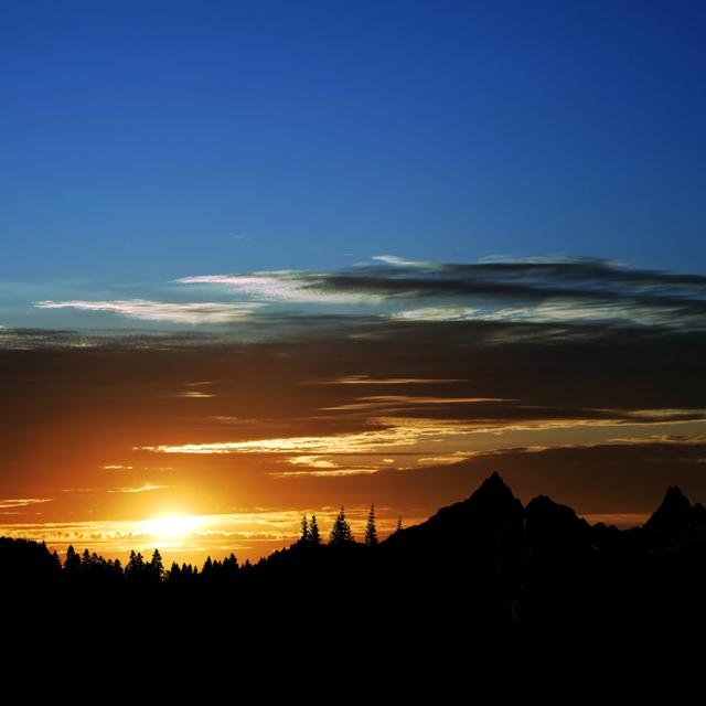 Wilderness Mountain Sunset by Sharply_done - Print 17 Stories Size: 60cm H x 60cm W on Productcaster.