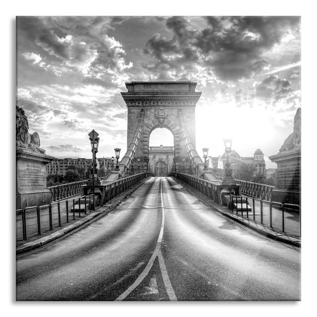 Bridge in Budapest at Sunset, Monochrome - Unframed Photograph on Glass Ebern Designs Size: 80cm H x 80cm W x 0.4cm D on Productcaster.