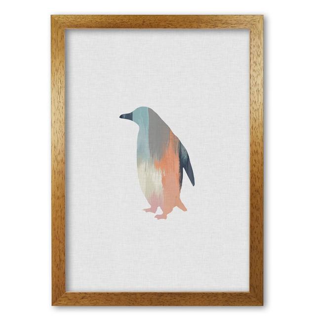 Pastel Penguin - Print East Urban Home Format: Honey Oak Frame, Size: 42 cm H x 30 cm W x 5 cm D on Productcaster.