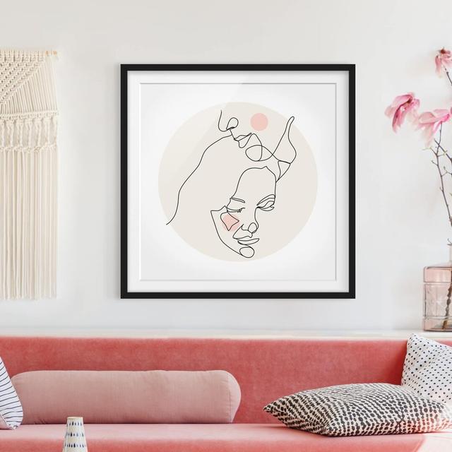 Tender Couple Line Art - Picture Frame Graphic Art Metro Lane Size: 70cm H x 70cm W x 2cm D, Matte Colour: White, Format: Black on Productcaster.