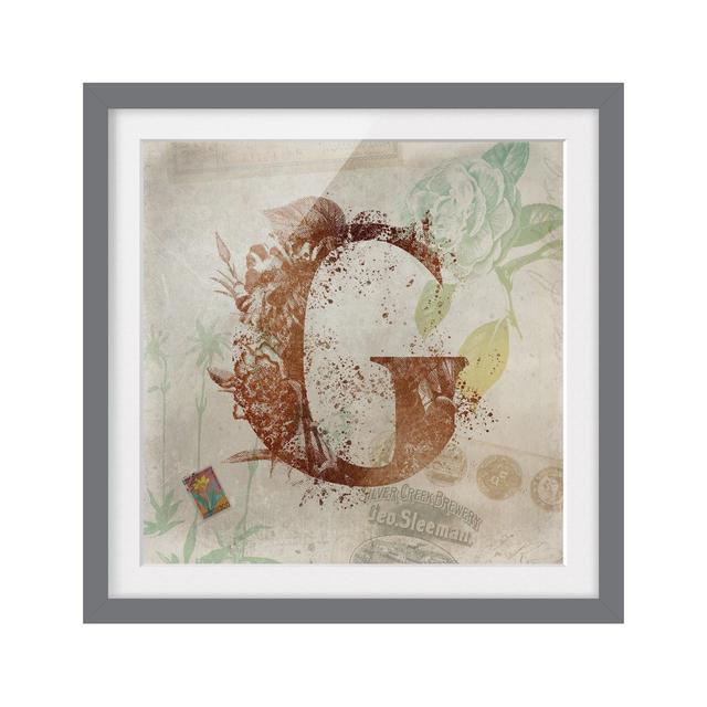 Vintage Gold Alphabet Letter G - Picture Frame Graphic Art Rosalind Wheeler Frame Option: Grey, Size: 50cm H x 50cm W x 2cm D on Productcaster.