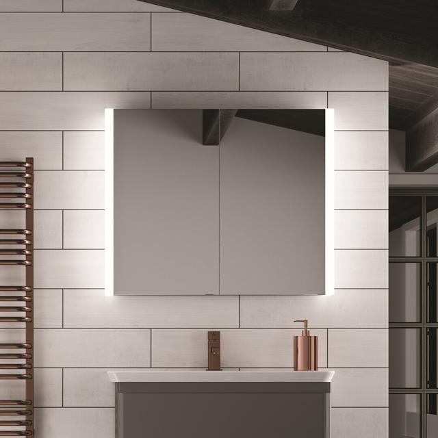 Paragon Surface Mount Mirror Cabinet with LED Lighting HIB Orientation: Horizontal, Size: 70cm H x 86.4cm W x 14cm D on Productcaster.