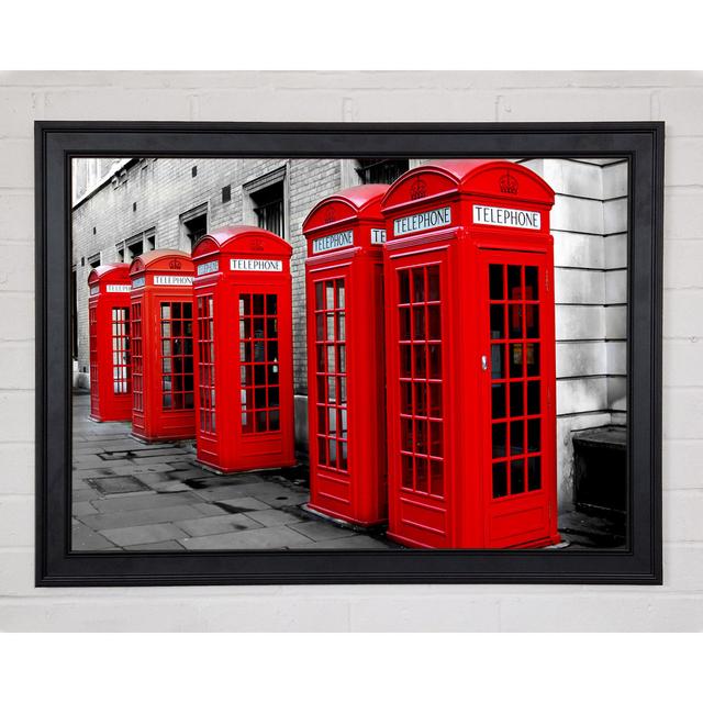 London Red Telephone Boxes - Single Picture Frame Art Prints Ebern Designs Size: 42cm H x 59.7cm W x 1.5cm D on Productcaster.