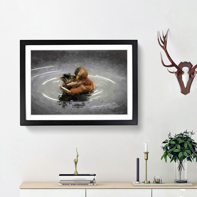 Duck Preening Its Feathers in Abstract - Picture Frame Graphic Art Print East Urban Home Frame Option: Black Framed, Size: 62cm H x 87cm W x 2cm D on Productcaster.