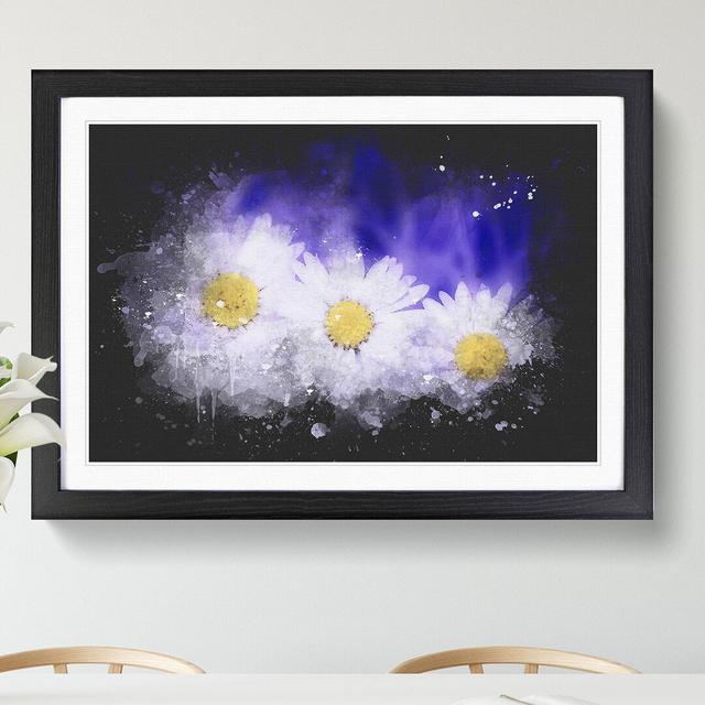 Three White Daisies Paint Splash - Picture Frame Graphic Art East Urban Home Size: 27cm H x 36cm W x 2cm D, Frame Option: Black on Productcaster.