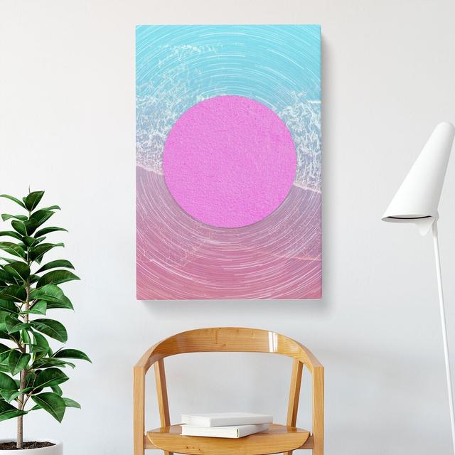 Pink Sun - Wrapped Canvas Print East Urban Home Size: 60cm H x 40cm W x 3cm D on Productcaster.