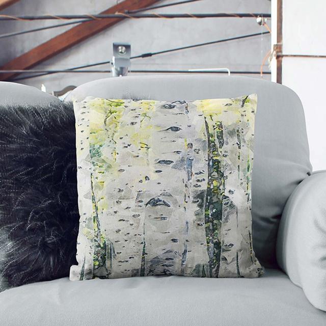 A Birch Tree Forest in Abstract Cushion with Filling East Urban Home Size: 40 x 40 cm, Backing Colour: Stone on Productcaster.