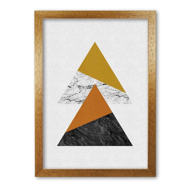 Geometric Triangles - Print East Urban Home Size: 60 cm H x 42 cm W x 5 cm D, Format: Honey Oak Frame on Productcaster.