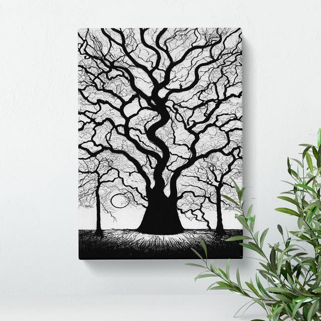 Monochrome Tree Art No.2 - Wrapped Canvas Print ClassicLiving Size: 50cm H x 35cm W x 3cm D on Productcaster.