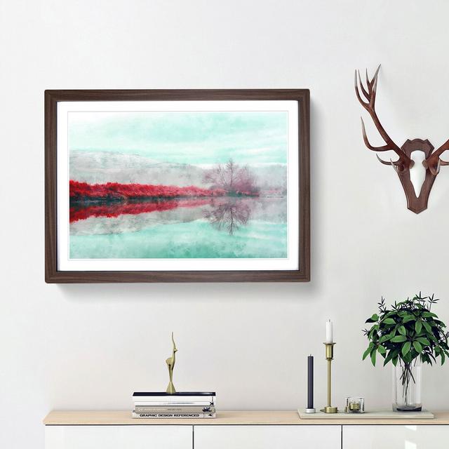 Fog over a Lake in Ellensburg - Picture Frame Graphic Art Print East Urban Home Frame Option: Walnut Framed, Size: 45cm H x 63cm W x 2cm D on Productcaster.