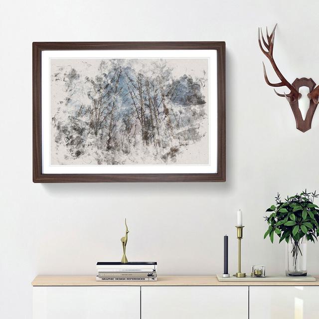 Bare Trees at Twilight Watercolour - Picture Frame Graphic Art Print East Urban Home Size: 40cm H x 60cm W x 2cm D, Frame Option: Walnut Framed on Productcaster.