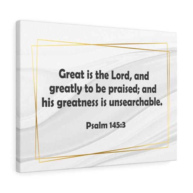 Great Is the Lord Psalm 145:3 - Wrapped Canvas Typography Blue Elephant Size: 46cm H x 61cm W on Productcaster.