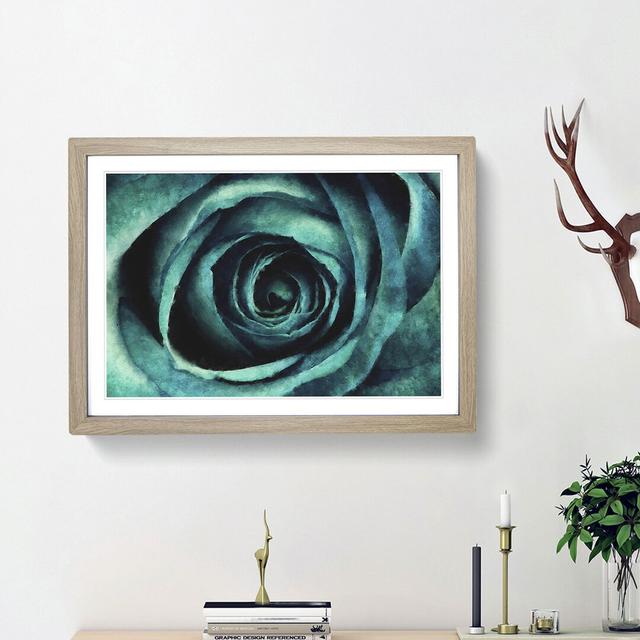 A Teal Rose - Picture Frame Painting Print East Urban Home Size: 36cm H x 48cm W x 2cm D, Frame Option: Oak Framed on Productcaster.