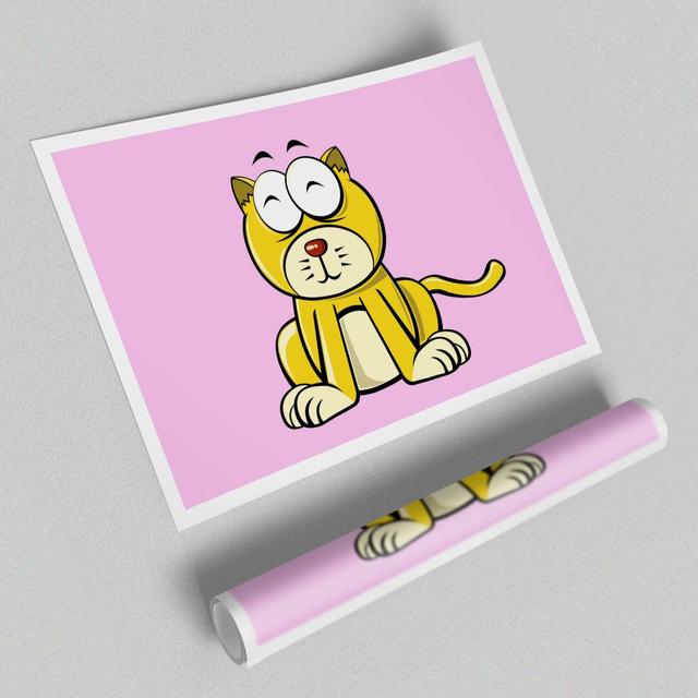 Happy Cat Sitting Childrens - Graphic Art Print on Paper East Urban Home Size: 42 cm H x 59.4 cm W on Productcaster.