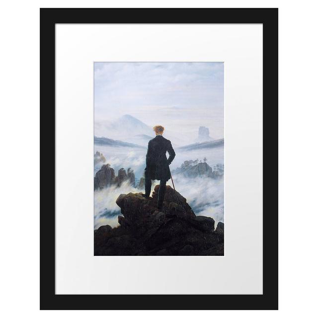 Gerahmter Grafikdruck Wanderer Above the Sea of Fog von Caspar David Friedrich Union Rustic Maße: 38 cm H x 30 cm B x 2,5 cm T on Productcaster.