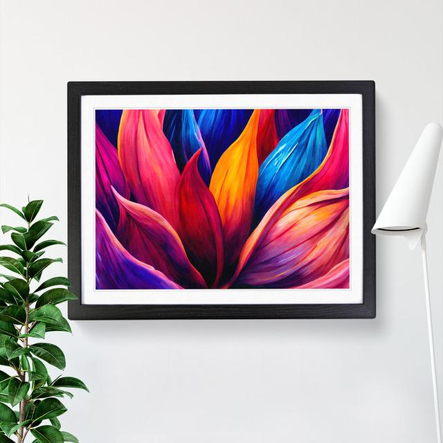 Delightful Modern Flowers Abstract - Single Picture Frame Painting Marlow Home Co. Frame Colour: Black, Size: 34cm H x 46cm W x 2cm D on Productcaster.