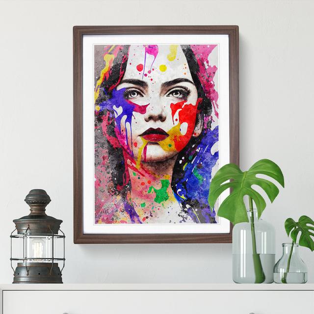 Paint Splashed Woman - Picture Frame Painting Latitude Run Frame Colour: Walnut, Size: 46cm H x 34cm W x 2cm D on Productcaster.