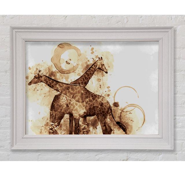 Brown Watercolour Tea Stain Giraffe - Single Picture Frame Art Prints Latitude Vive Size: 42cm H x 59.7cm W x 8cm on Productcaster.