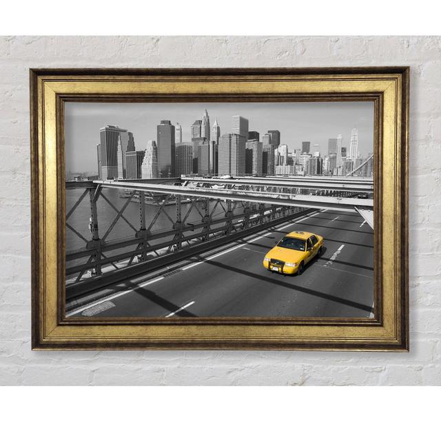 Yellow Cab On Brooklyn Bridge 1 - Single Picture Frame Art Prints Bright Star Size: 29.7cm H x 42cm W x 8cm D on Productcaster.