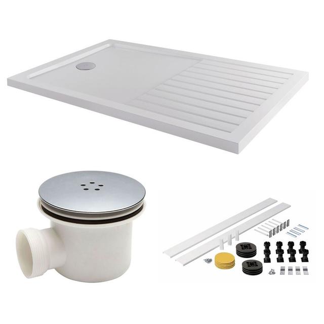 Elodia Stone Resin Shower Tray – White Belfry Bathroom Size: 13.5cm H x 80cm W x 140cm D on Productcaster.