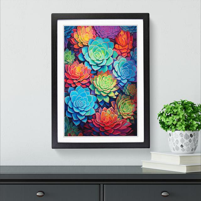 Succulent Expressionism - Single Picture Frame Print on Wood Latitude Vive Size: 46cm H x 34cm W x 2cm D, Frame Colour: Black on Productcaster.