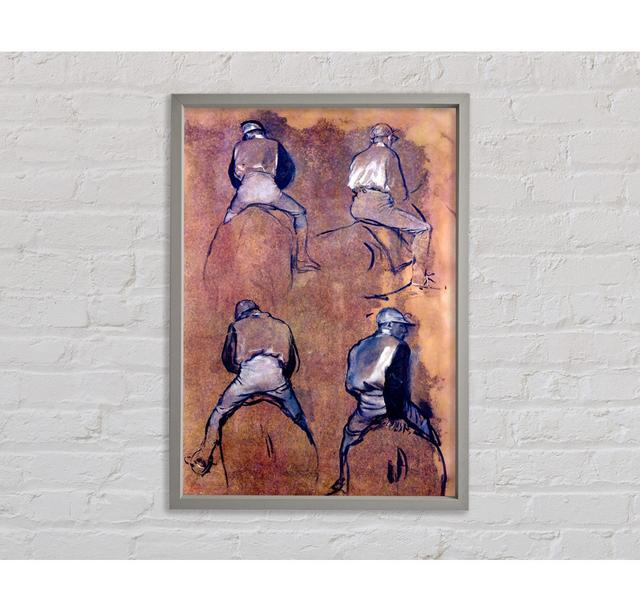 Degas Four Studies Of Jockeys Framed Print Rosalind Wheeler Size: 100cm H x 141.4cm W on Productcaster.