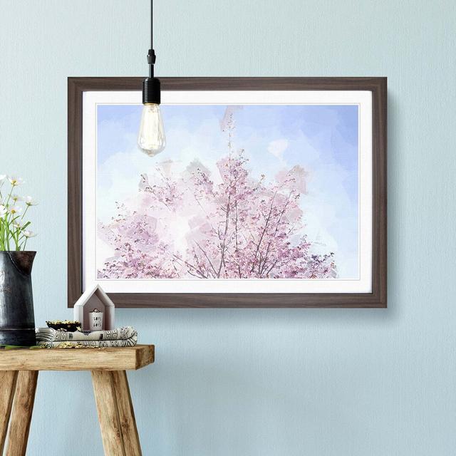 Pink Japanese Cherry Tree in Spring in Abstract - Picture Frame Graphic Art Print East Urban Home Size: 40cm H x 60cm W x 2cm D, Frame Option: Walnut on Productcaster.