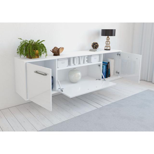 Alyah TV stand, color: concrete/white, flying/metal handles, size: 180 x 49 x 35cm Latitude Run Colour: Orange/White on Productcaster.