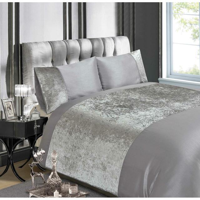 Pyrite Solid Colour [EU ONLY] Duvet Cover Set with Pillowcases Fairmont Park Size: King Duvet Cover, Colour: Silver on Productcaster.