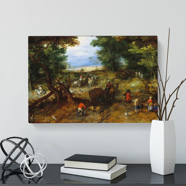 A Woodland Road with Travellers by Pieter Bruegel The Elder - Wrapped Canvas Painting East Urban Home Size: 40cm H x 60cm W x 3cm D on Productcaster.