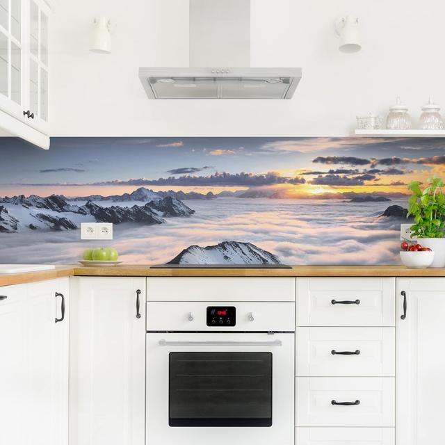 Grady View Over Clouds and Mountains 90 x 315cm PVC Tile in White/Black/Yellow Highland Dunes on Productcaster.