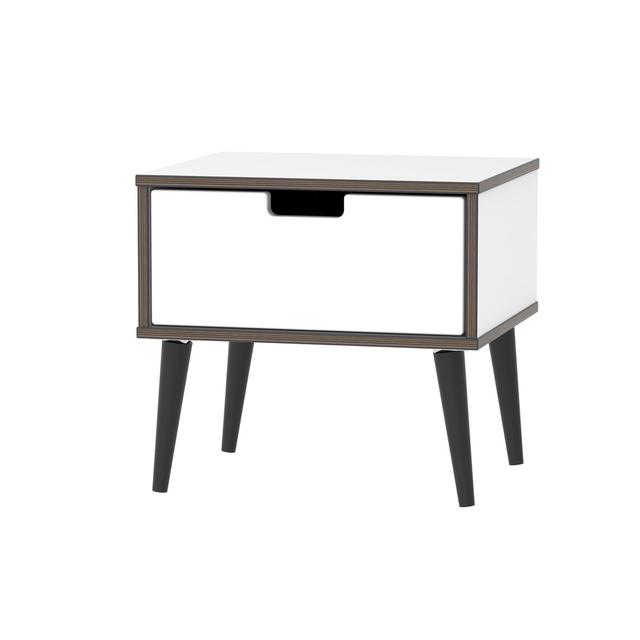 Fully Assembled Fairbury 1 Drawer Bedside Table Latitude Run Colour (Base/Top): Black/White Matt on Productcaster.