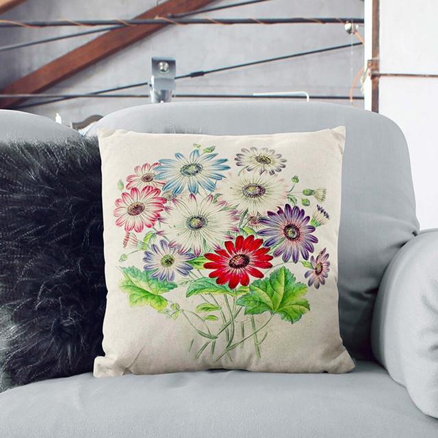 Bunch of Wild Flowers Cushion with Filling East Urban Home Backing Colour: Stone, Size: 40cm H x 40cm W x 15cm D on Productcaster.