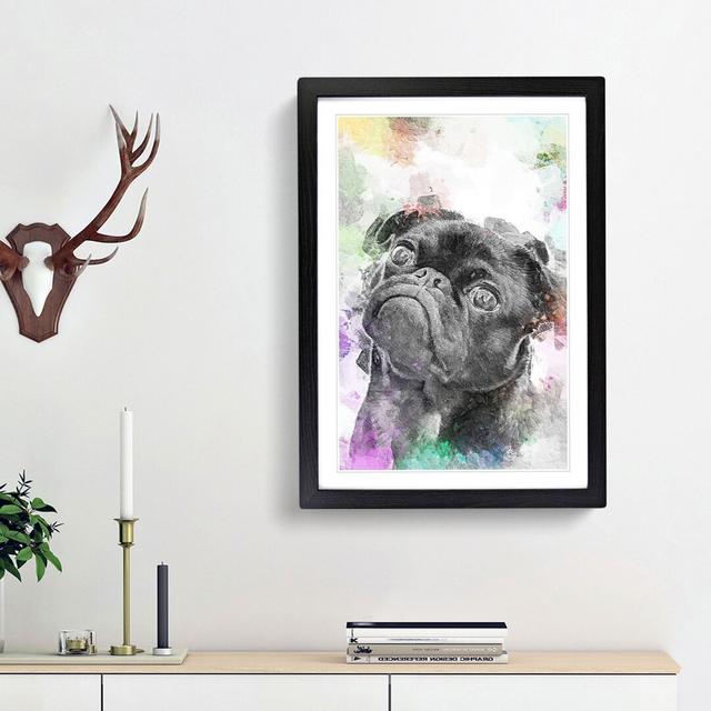 Black Pug Dog in Abstract - Picture Frame Graphic Art Print on MDF East Urban Home Frame Option: Black Framed, Size: 65cm H x 48cm W x 2cm D on Productcaster.