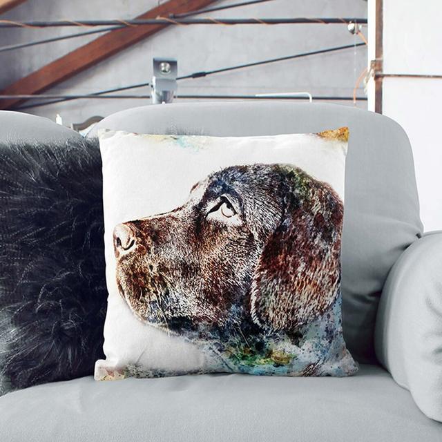 Chocolate Labrador Portrait Cushion with Filling East Urban Home Size: 55cm H x 55cm W x 20cm D, Backing Colour: White on Productcaster.