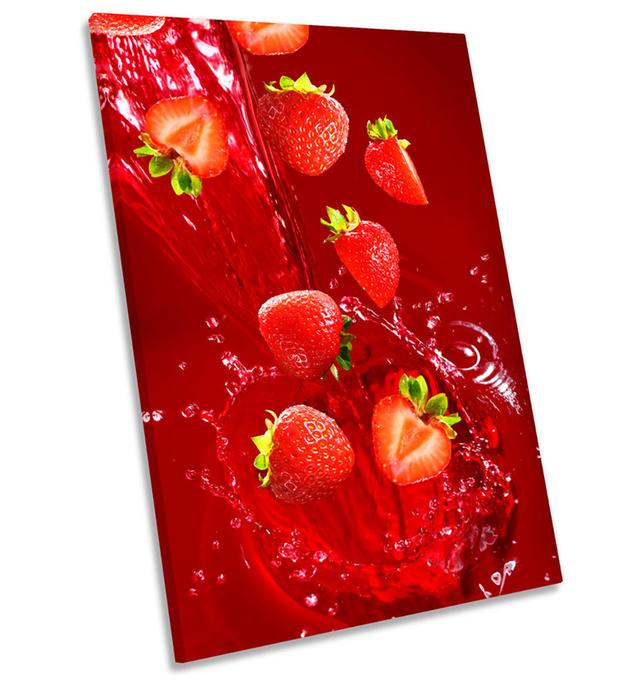 Strawberry Splash Red Kitchen - Wrapped Canvas Print 17 Stories Size: 91.4cm H x 61cm W on Productcaster.