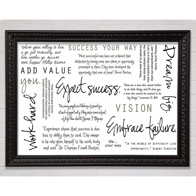 Work Hard Dream Big Expect Success Lime Green - Single Picture Frame Art Prints Bright Star Colour: White, Size: 42cm H x 59.7cm W x 3cm D on Productcaster.