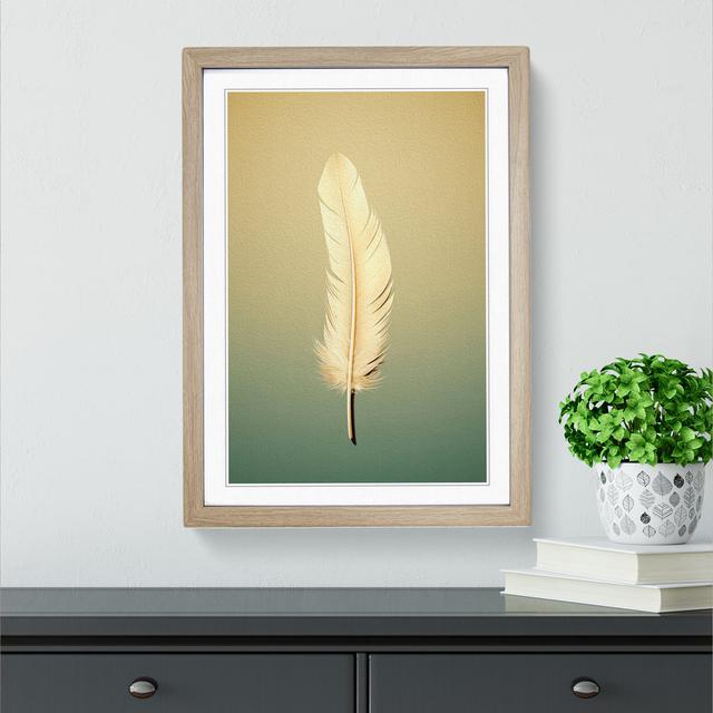 Feather Minimalism - Single Picture Frame Print on Wood Latitude Vive Frame Colour: Oak, Size: 34cm H x 25cm W x 2cm D on Productcaster.